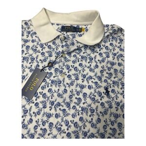 NWT Ralph Lauren Polo Shirt Men's 2XLT Blue & White Floral Classic Fit Pony